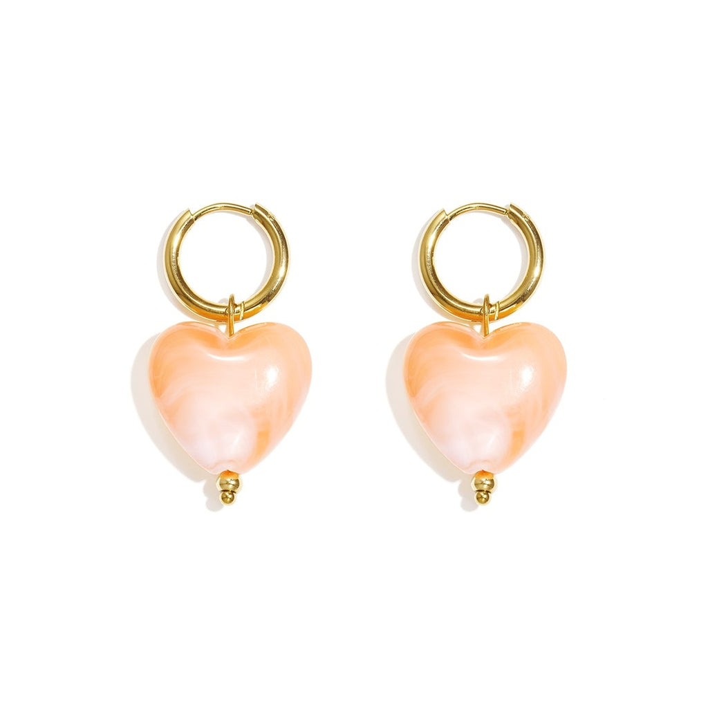 Earrings with heart-shaped beads