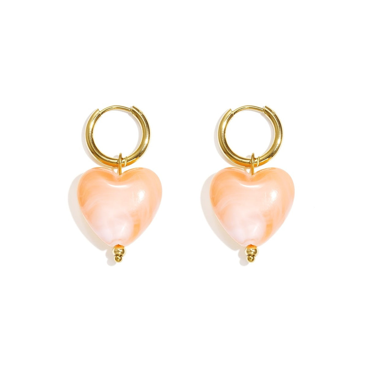 Earrings with heart-shaped beads