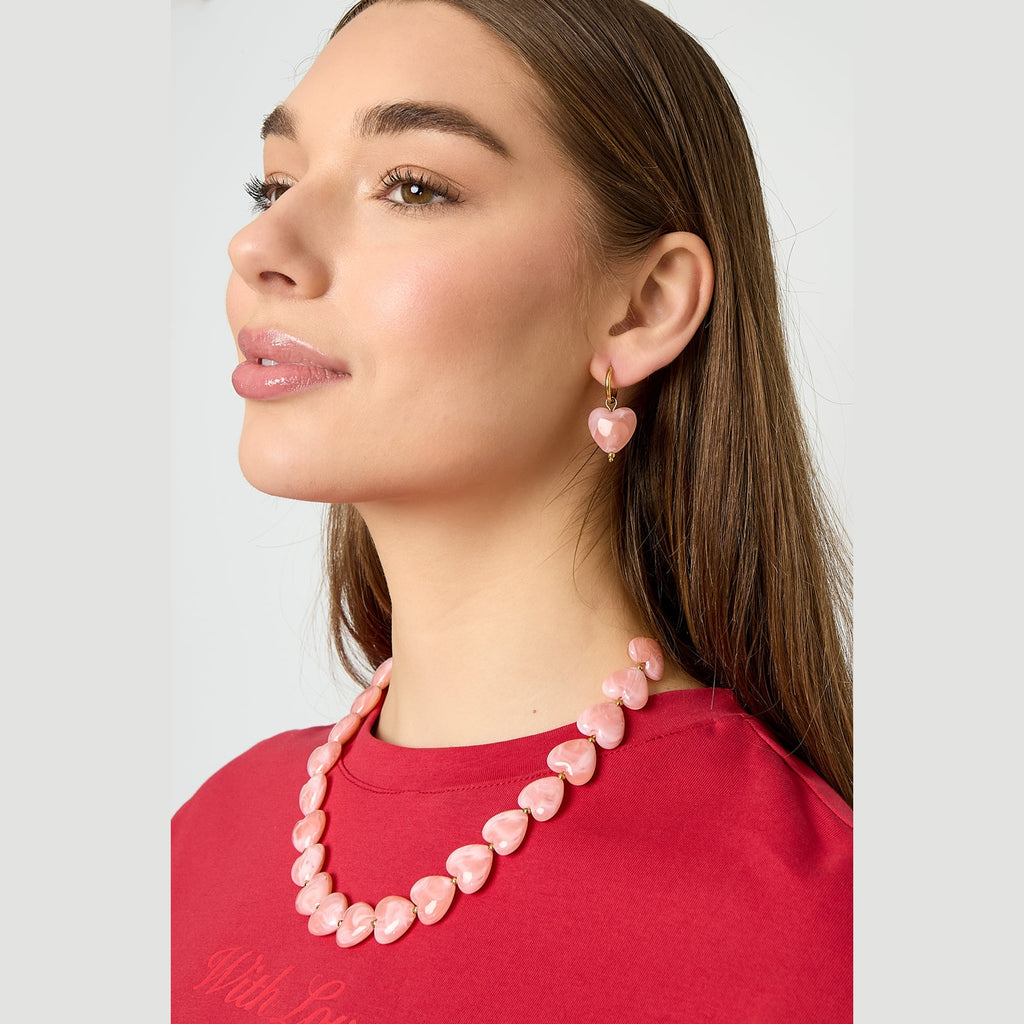 Earrings with heart-shaped beads