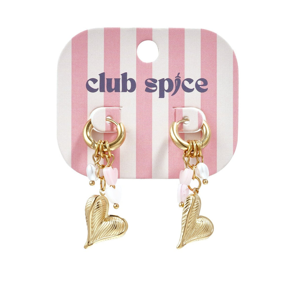 Oorringen met hangende kralen, parel en hart