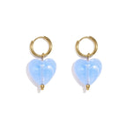 Earrings with heart-shaped beads-blauw