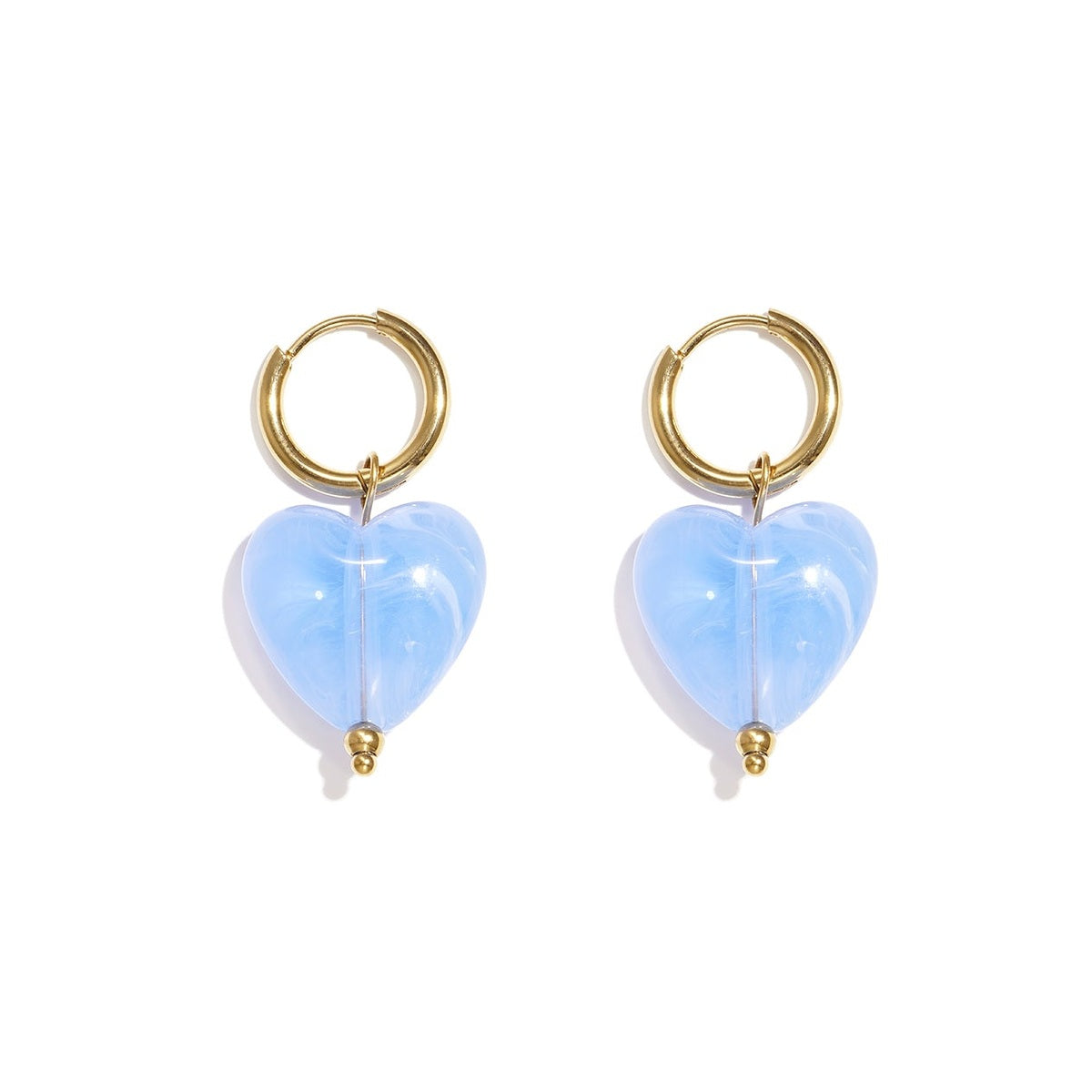 Earrings with heart-shaped beads-blauw