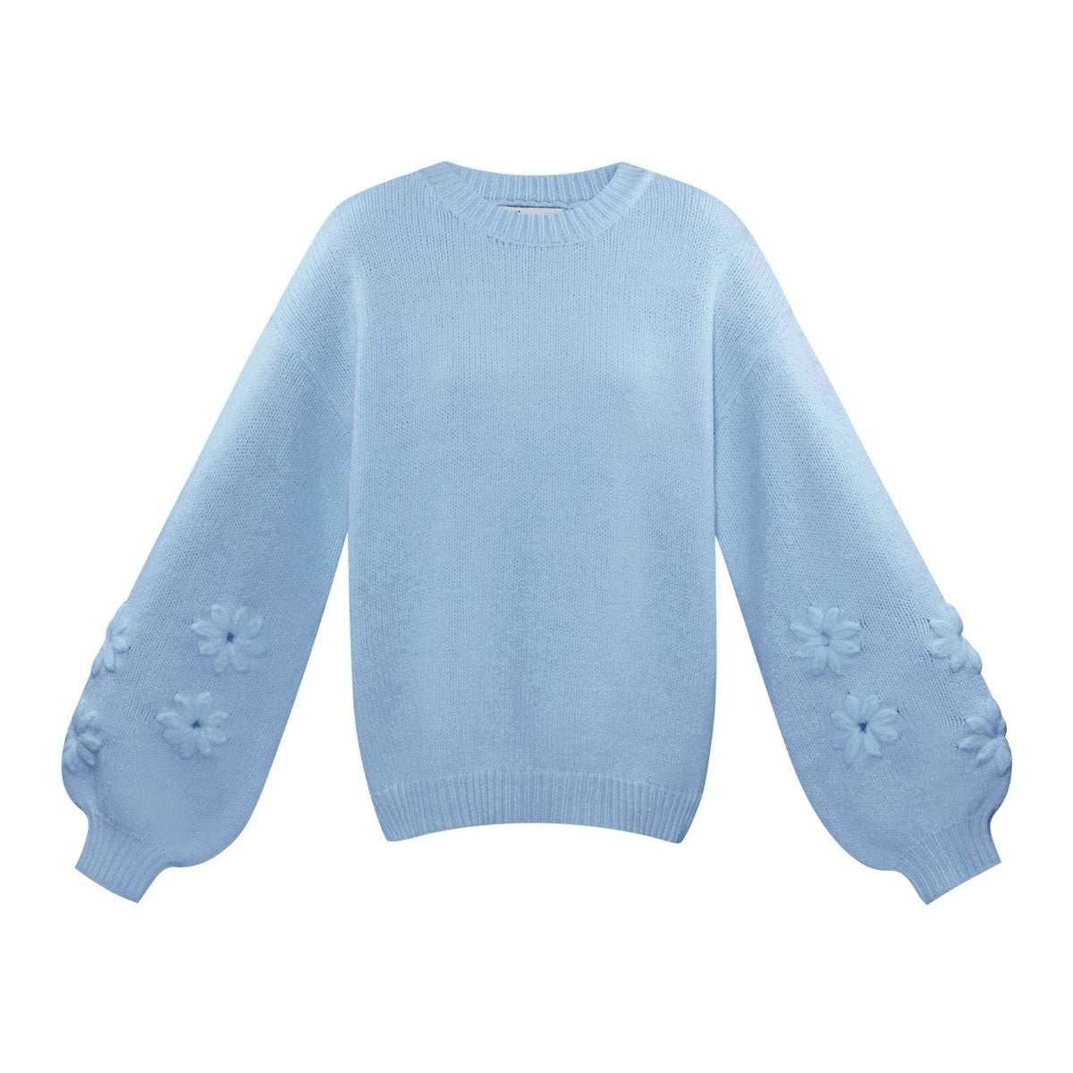 Gebreide Wolmix Vrouwen Oversized Trui Bloemen Appliqué