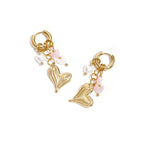 Oorringen met hangende kralen, parel en hart