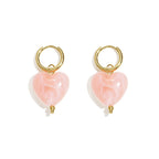 Earrings with heart-shaped beads-roze