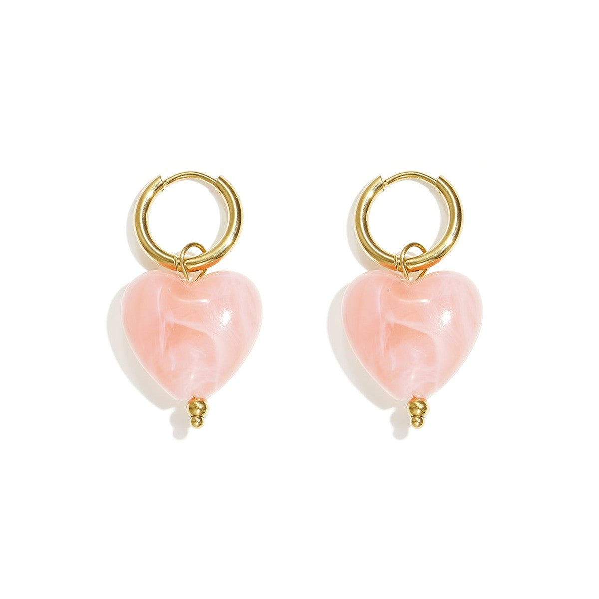Earrings with heart-shaped beads-roze