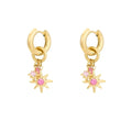 Oorbellen Pink Starlight goud stainless steel - Mimelle sieraden
