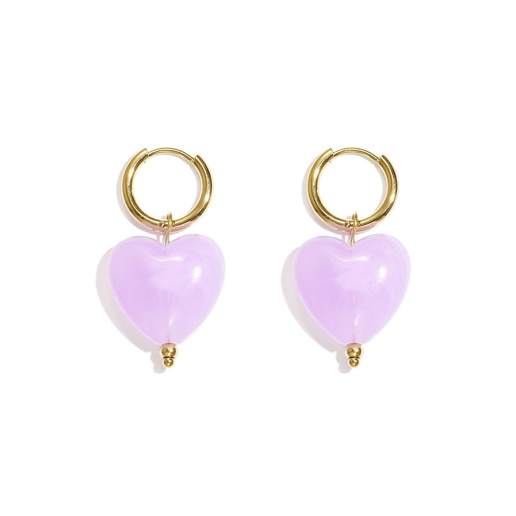 Earrings with heart-shaped beads