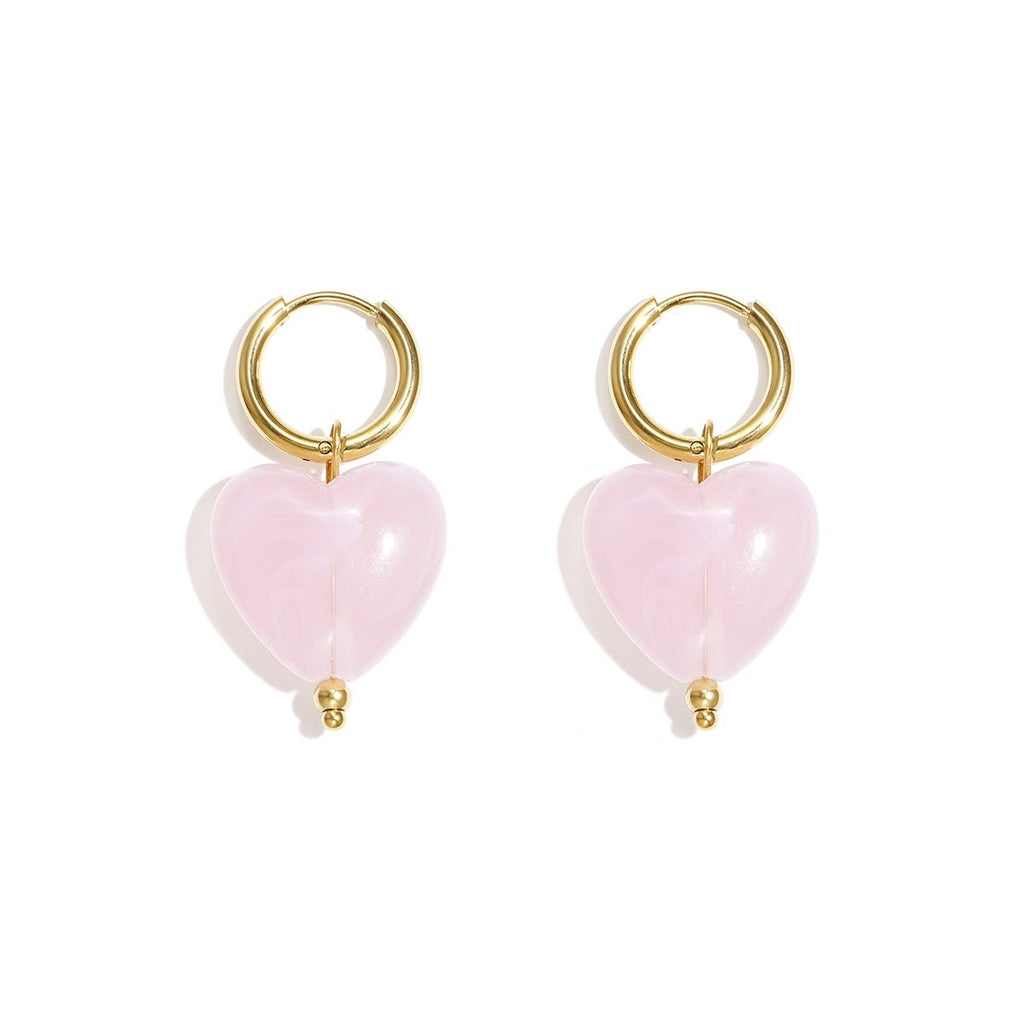 Earrings with heart-shaped beads