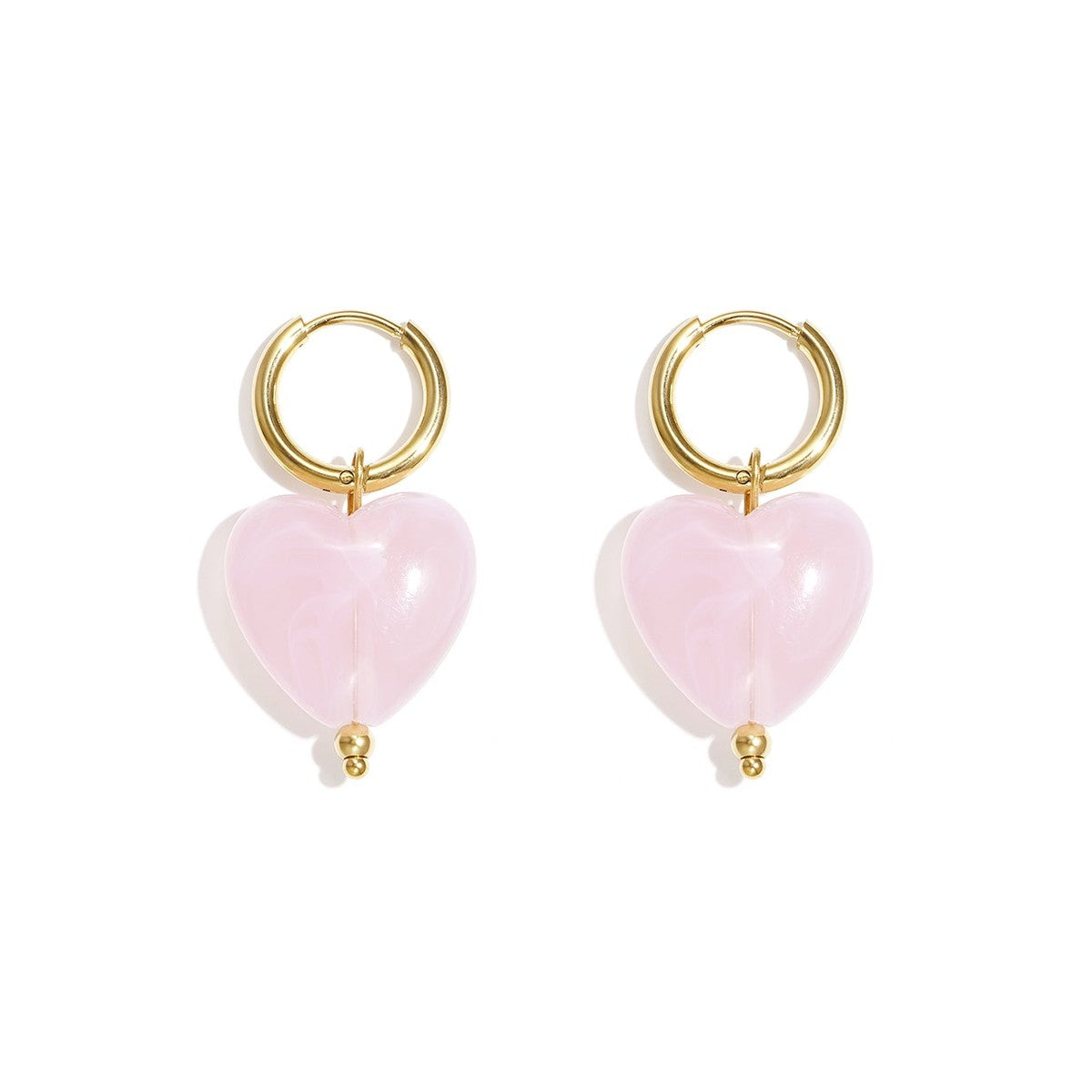 Earrings with heart-shaped beads