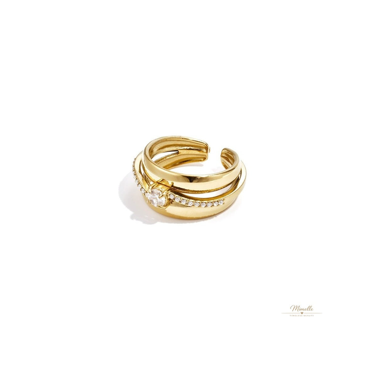 Gelaagde ring met steen
